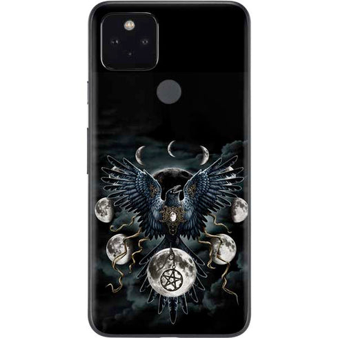 Crow and Moon Phases by Sarah Richter Google Pixel 5a Skin